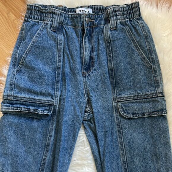 RSQ Straight Jeans Cargo Style Denim Size 27 - Picture 2 of 6